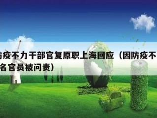 防疫不力干部官复原职上海回应（因防疫不力3名官员被问责）